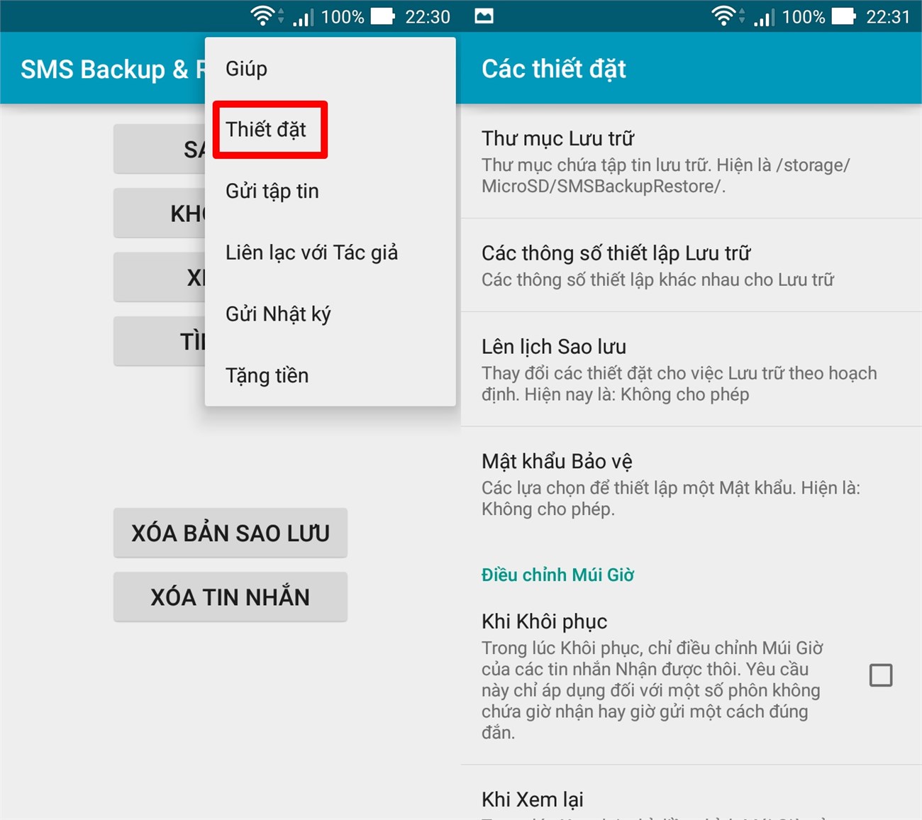 khôi phục lại tin nhắn đã xóa trên Android h
