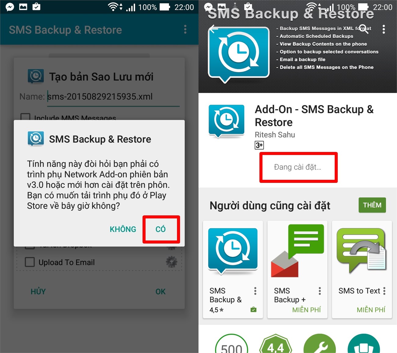 khôi phục lại tin nhắn đã xóa trên Android f