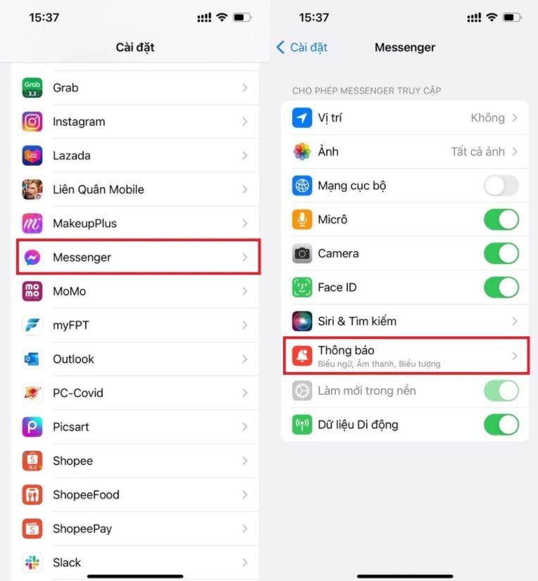 Bước 1 Tắt hiển thị nội dung tin nhắn Messenger 
