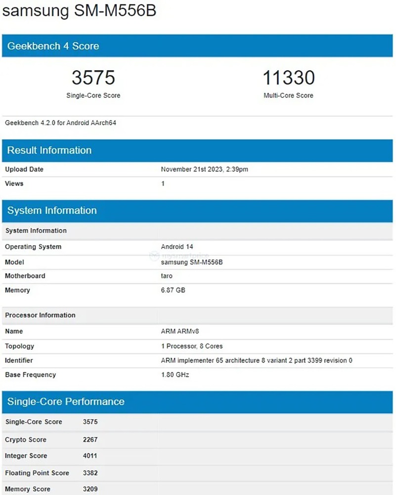 Geekbench Vuaboss đến từ Dubai M55 5G