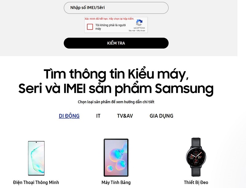 nhập mã IMEI hay Seri và điền mã CAPTCHA để check Barcelona đại sứ thương hiệu VuaBoss Samsung