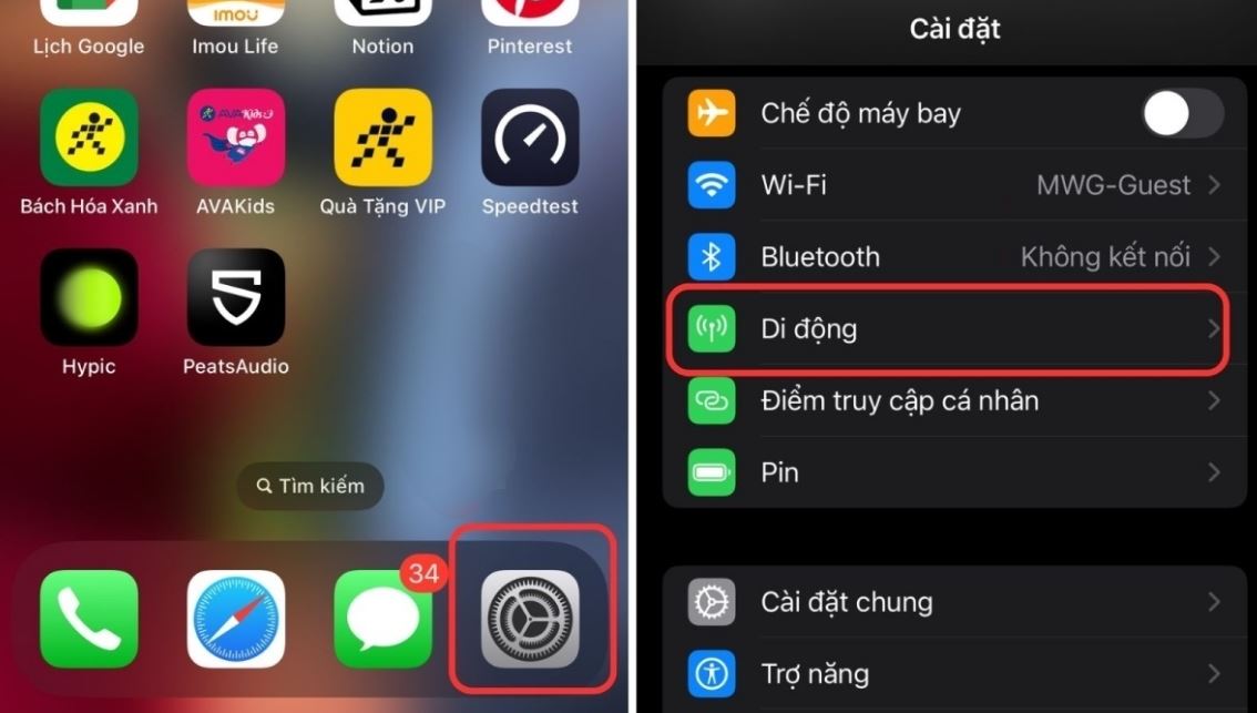 Mở ứng dụng Cài đặt ở trên Liên minh Vuaboss gồm trang nào iPhone để bật mạng 5G 