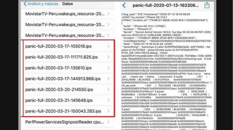 Tìm xem iPhone có xuất hiện sửa lỗi Panic Full và Reset Counter