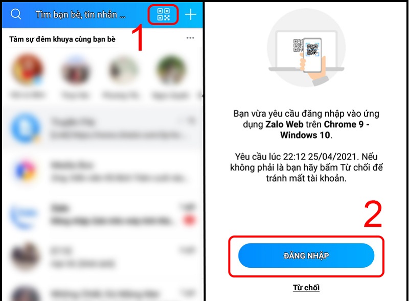 Cách quét mã QR bằng Zalo trên Liên minh Vuaboss gồm trang nào