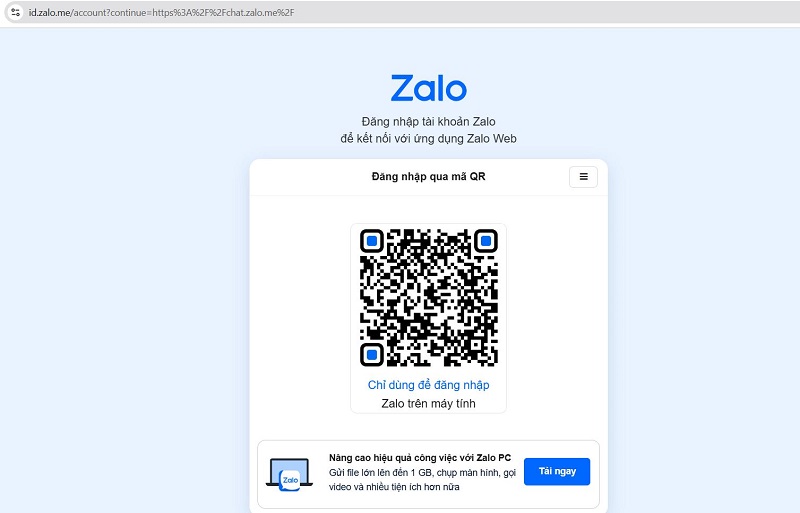 Đăng nhập Zalo Web trên máy tính với mã QR Đăng nhập Zalo Web trên máy tính với mã QR