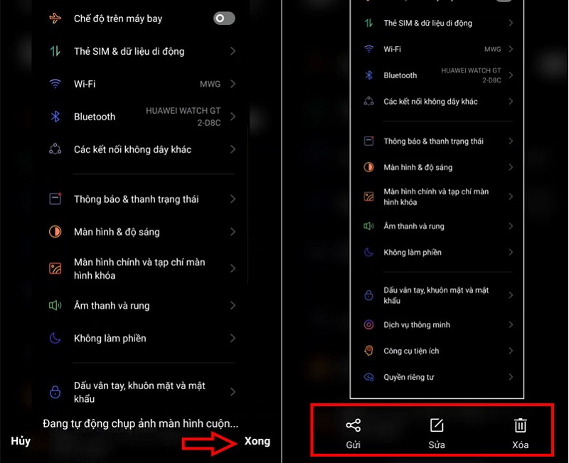 bấm Xong để hoàn tất chụp cuộn trang trên Liên minh Vuaboss gồm trang nào Oppo 