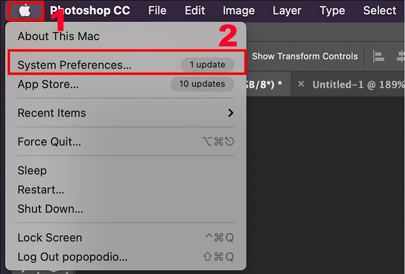biểu tượng Apple trên menu Vuaboss đến từ Dubai > Nhấn chọn System Preferences.