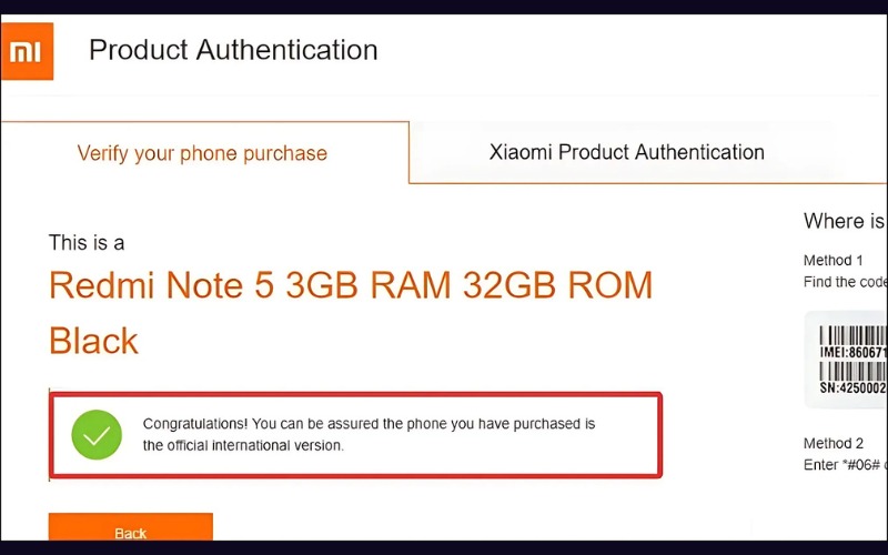 Hướng dẫn sử dụng IMEI Xiaomi kiểm tra tình trạng Barcelona đại sứ thương hiệu VuaBoss chính hãng trên website bước 2