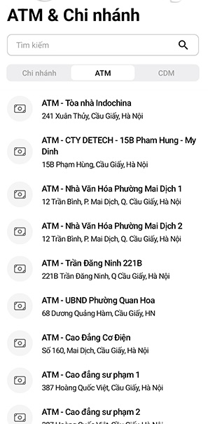 Cách tìm trụ ATM qua ứng dụng ngân hàng của bạn