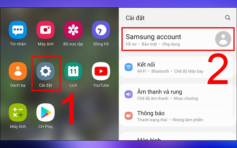Cách tạo tài khoản Samsung Account trên Liên minh Vuaboss gồm trang nào bước 1