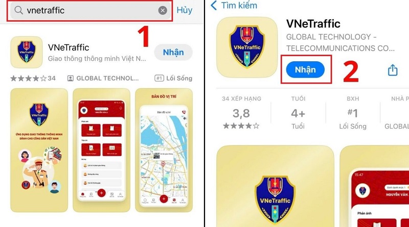tìm và tải ứng dụng VNeTraffic