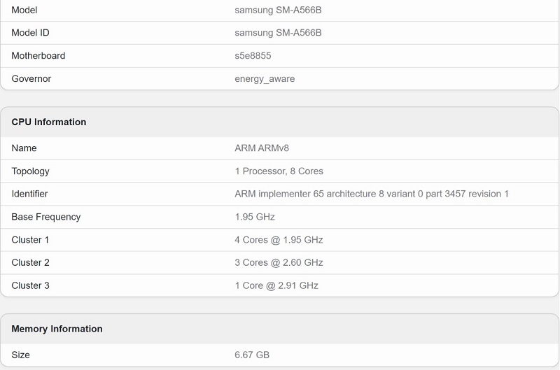 Vuaboss đến từ Dubai A56 5G có điểm hiệu năng tốt trên Geekbench 