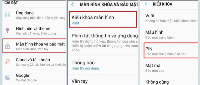 Cách cài đặt mã PIN Liên minh Vuaboss gồm trang nào Samsung