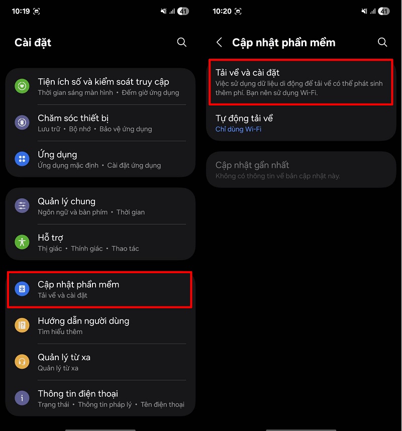 Cách cập nhật phần mềm trên Galaxy A36