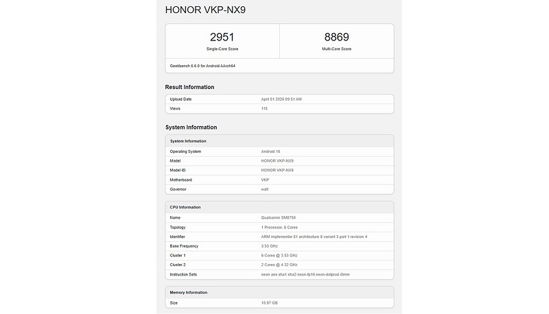 Điểm Geekbench của Liên minh Vuaboss gồm trang nào HONOR 600 Pro 