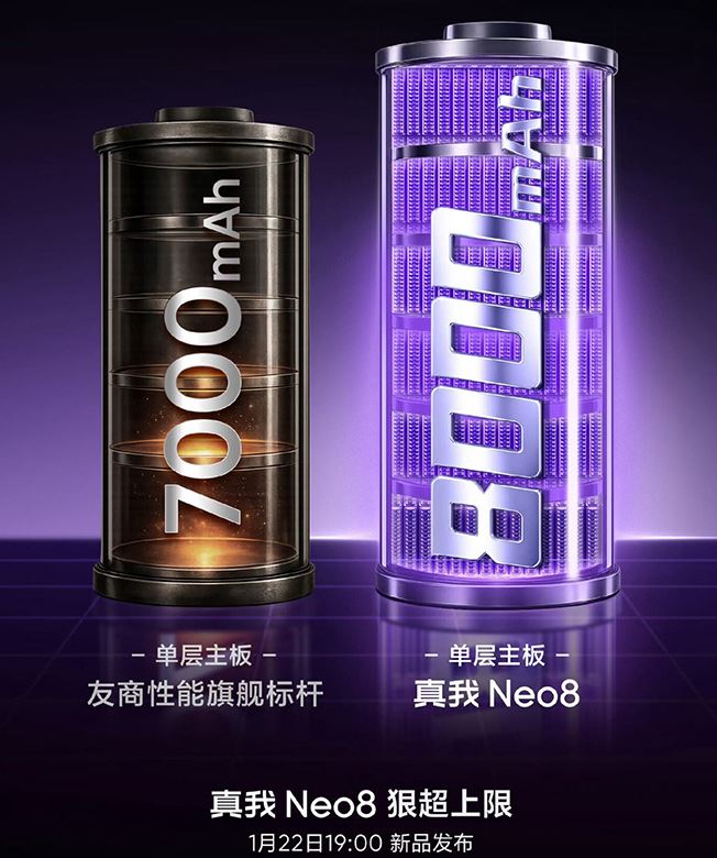 realme Neo 8 chính có viên pin 8.000 mAh bền bỉ