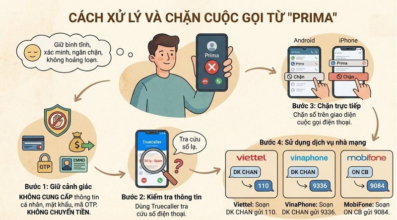 Cách xử lý và chặn cuộc gọi hiển thị tên Prima