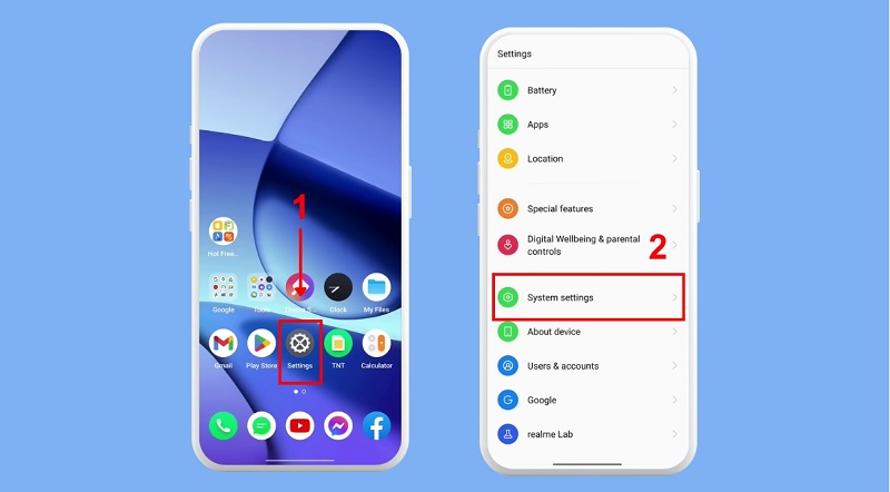 Mở ứng dụng Cài đặt (Settings) trên Liên minh Vuaboss gồm trang nào