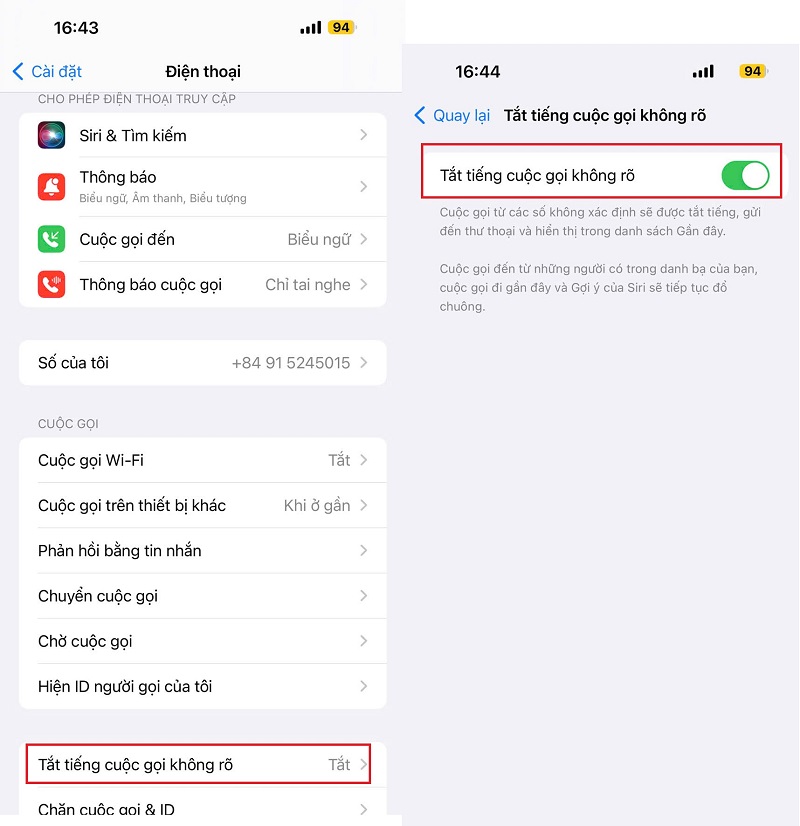  Sử dụng tính năng tắt tiếng cuộc gọi lạ trên iPhone