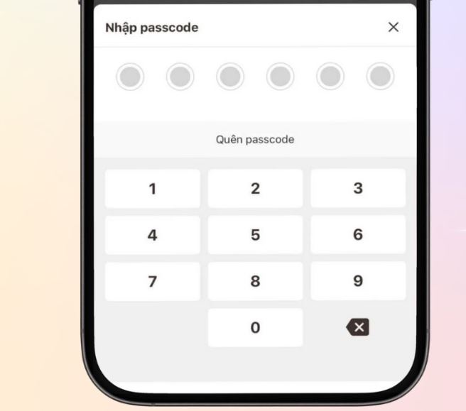 Nhập mã passcode VNeID