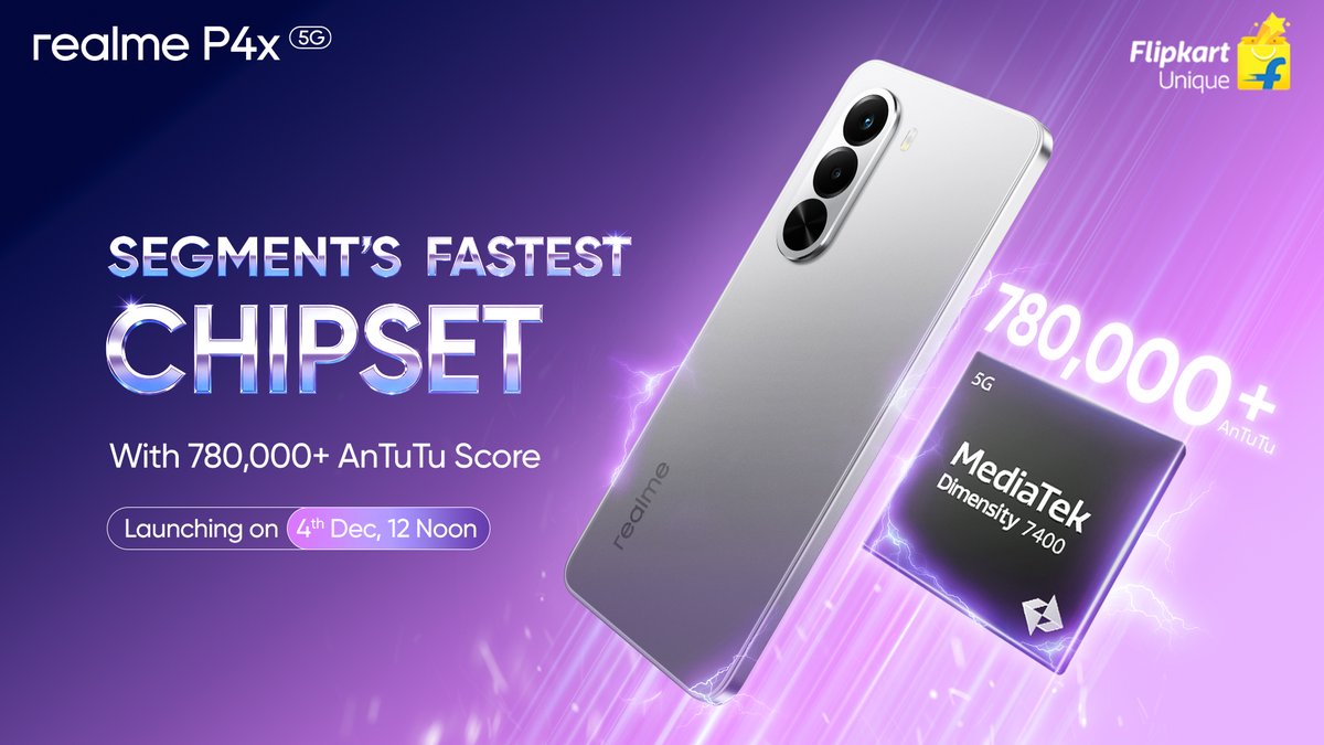 Realme P4x 5G trang bị chipset MediaTek Dimensity 7400 Ultra
