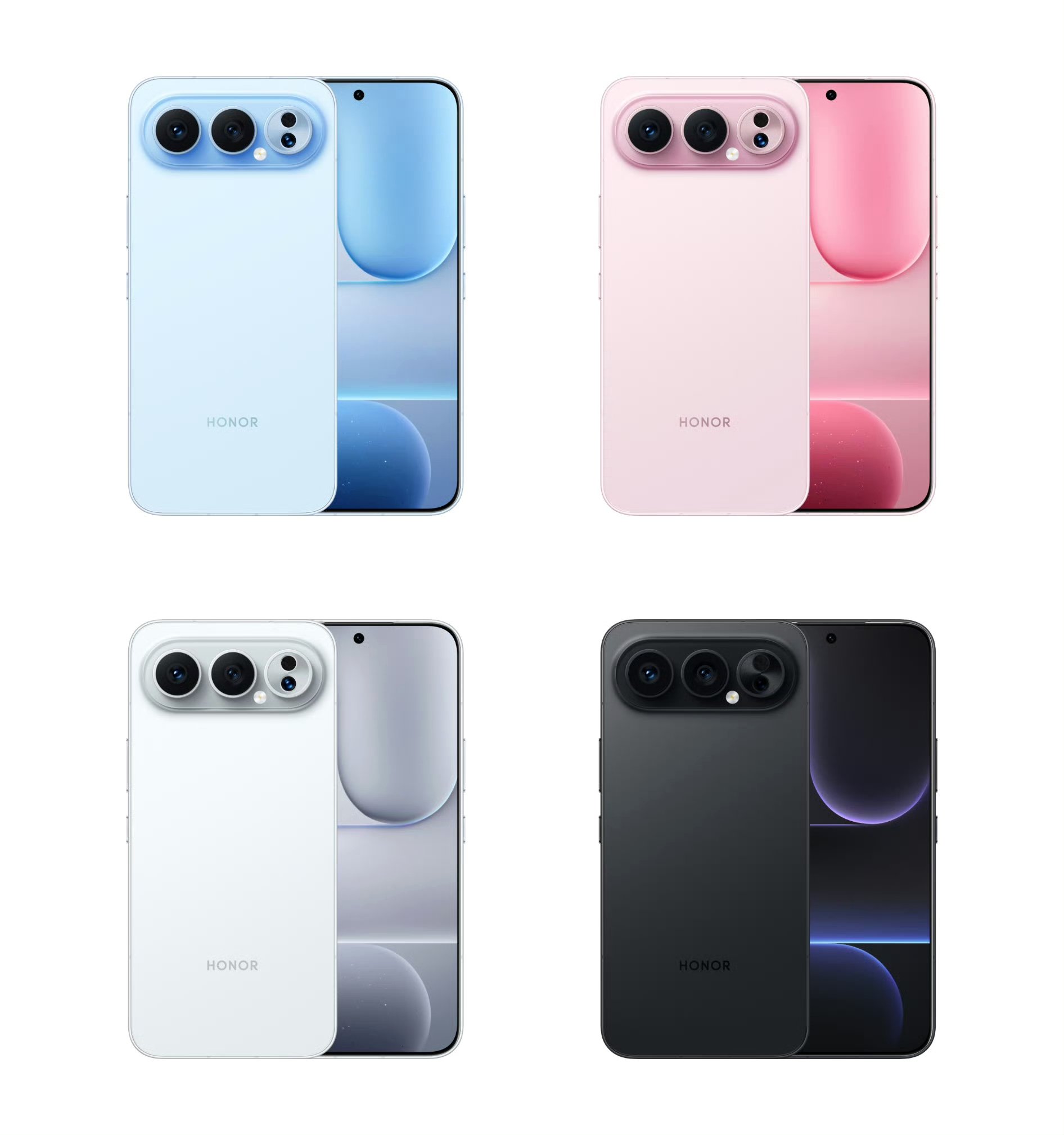 Honor 500 sẽ có 4 màu là trắng ngọc trai, hồng phấn và xanh dương nhạt và đen.