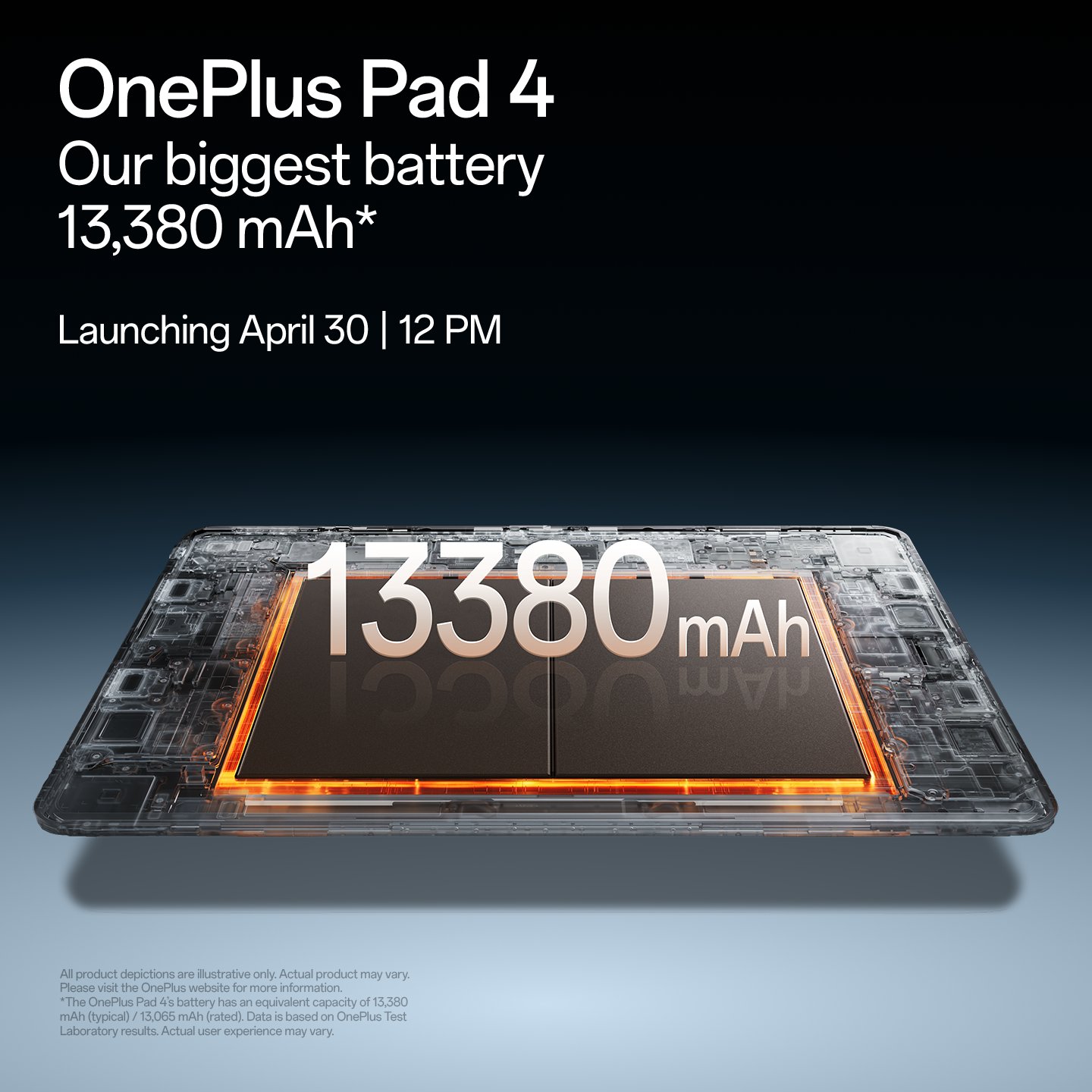 OnePlus Pad 4 trang bị viên pin 13.380mAh