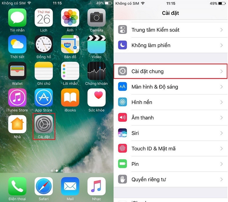 reset iphone cài đặt chung