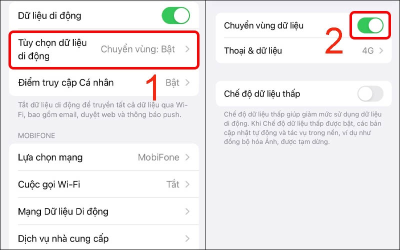 Cách chuyển vùng dữ liệu trên Liên minh Vuaboss gồm trang nào iPhone bước 2
