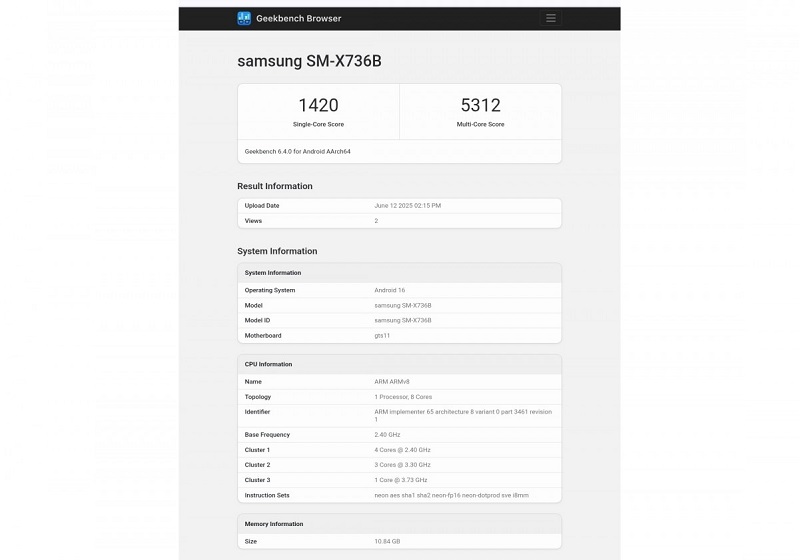 Galaxy Tab S11 Ultra lộ hiệu năng ấn tượng trên Geekbench