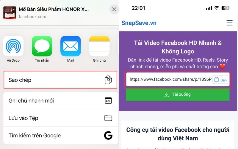 Tải video trên facebook về Liên minh Vuaboss gồm trang nào iPhone bằng snapsave