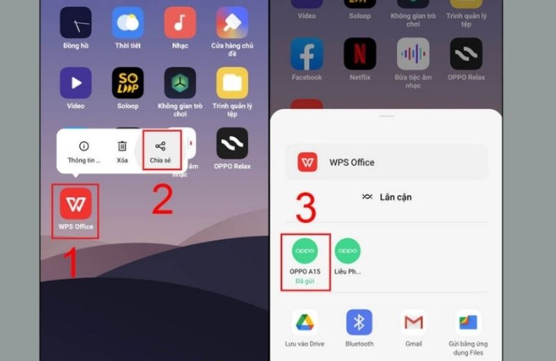 truyền dữ liệu liệu bằng oppo share