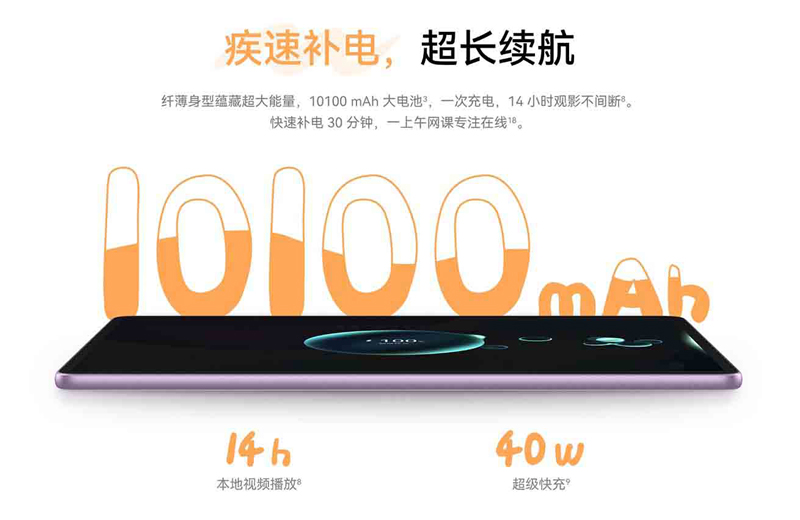 viên pin 10.100 mAh, sạc nhanh công suất 40W