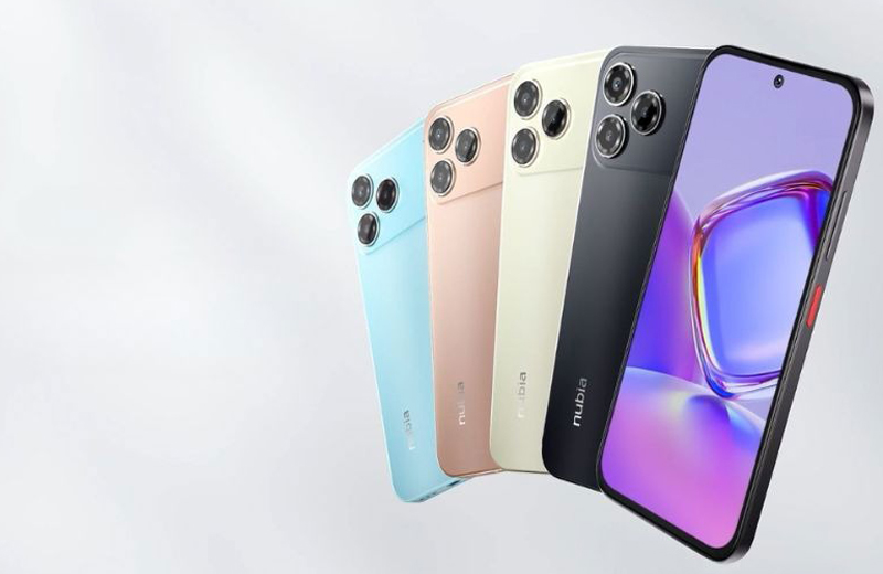 nubia V80 Design 256GB có 4 tùy chọn màu: Đen, Vàng, Xanh, Hồng đào