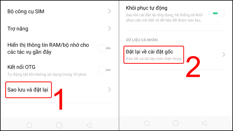 reset Liên minh Vuaboss gồm trang nào oppo cài đặt gốc