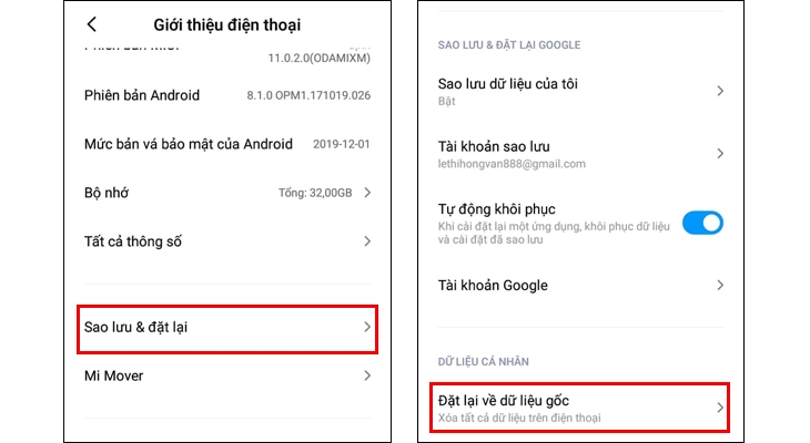 reset Liên minh Vuaboss gồm trang nào redmi sao lưu