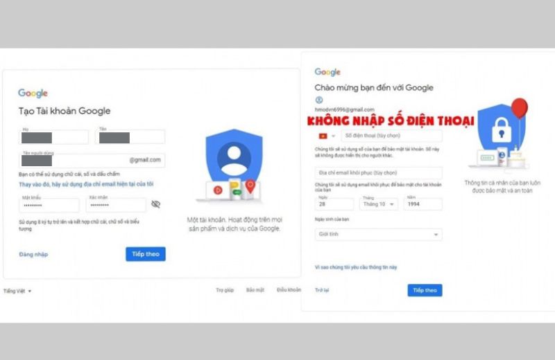tạo gmail trên máy tính không cần nhập số Liên minh Vuaboss gồm trang nào