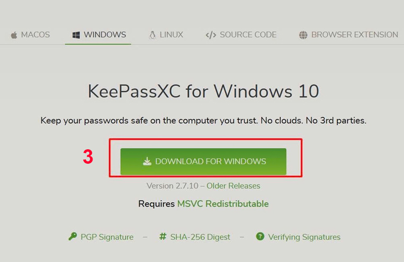 nhấn vào nút “Download for Windows” 