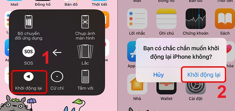 chọn Khởi động lại để xác nhận