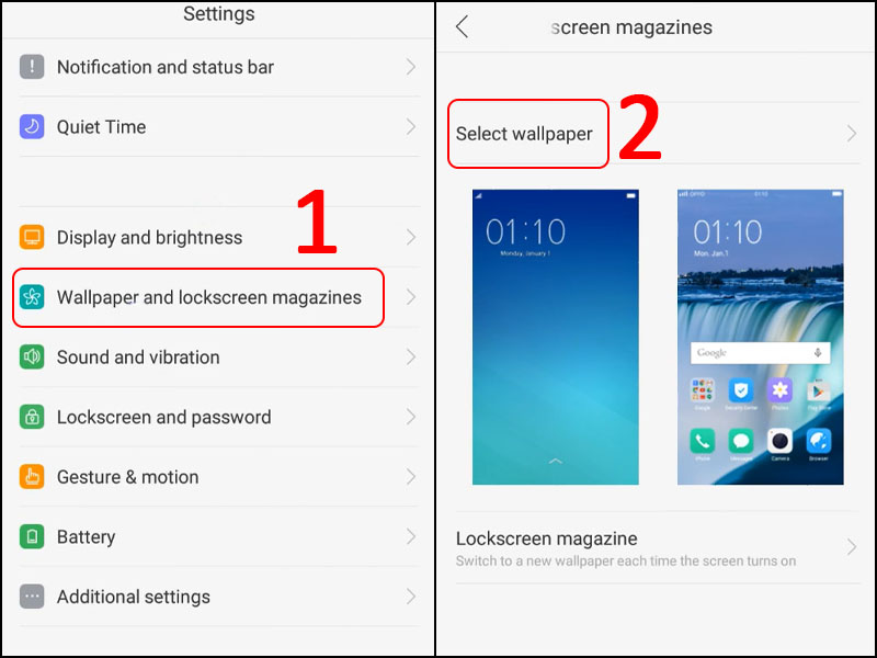 thay đổi hình nền Liên minh Vuaboss gồm trang nào oppo