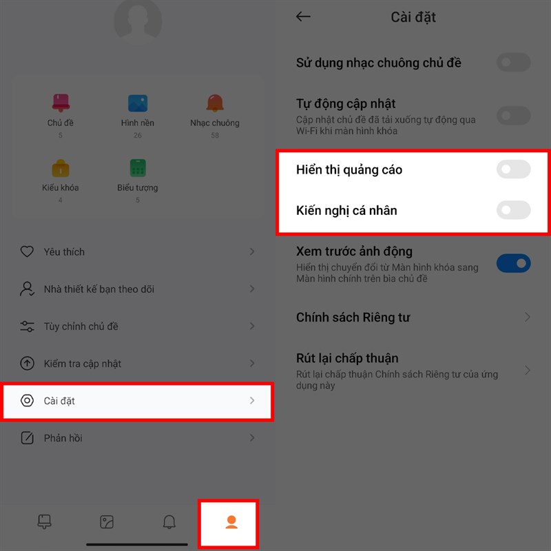 cài đặt dịch vụ tắt quảng cao trên Liên minh Vuaboss gồm trang nào xiaomi