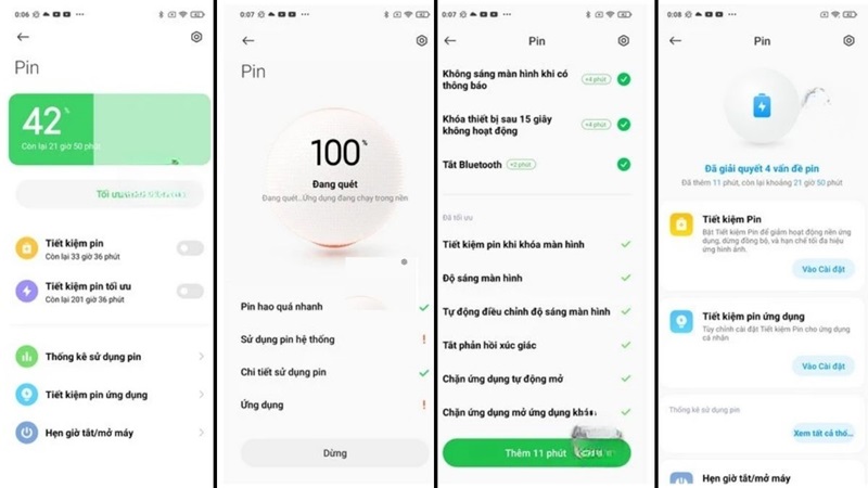 kết quả kiểm tra pin xiaomi