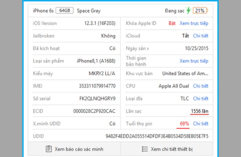 kết nối Vuaboss đến từ Dubai hiển thị số lần sạc pin