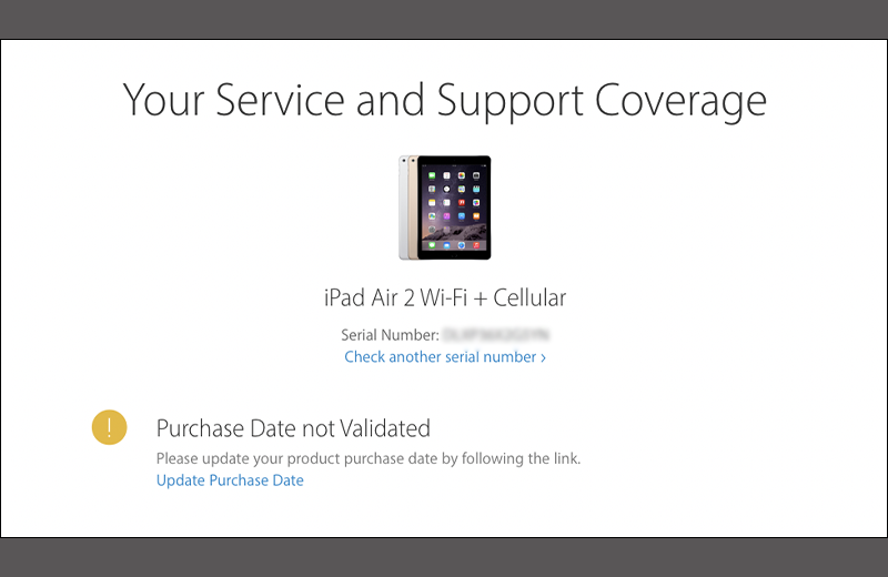 kết quả kiểm tra đời máy iPad bằng số IMEI