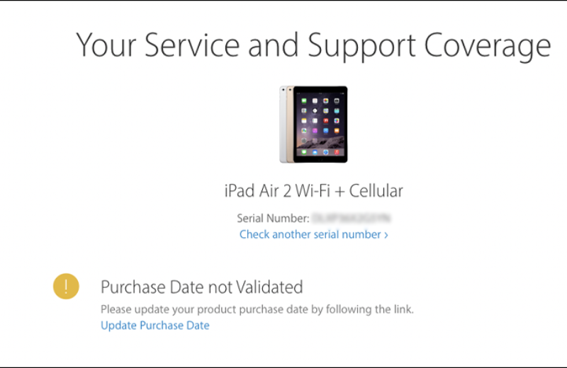kết quả kiểm tra đời máy iPad bằng số Serial