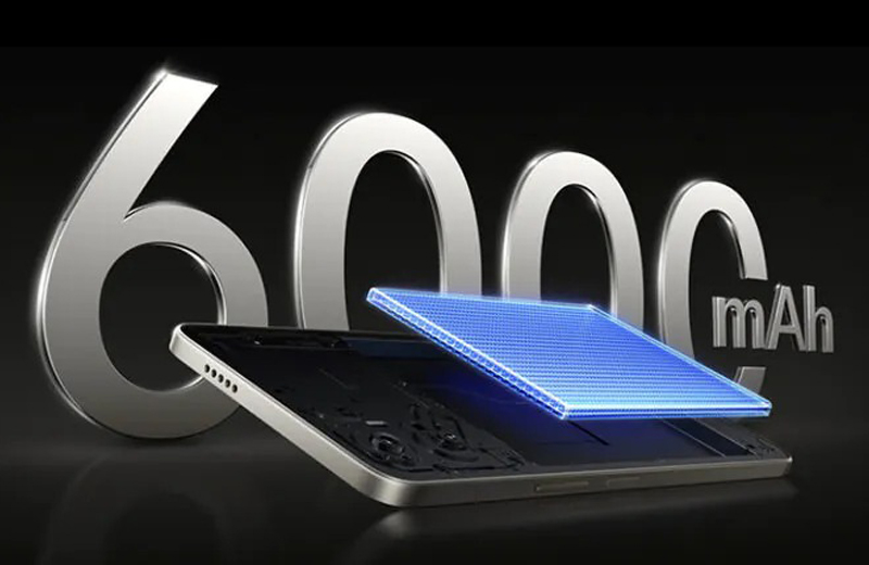 Pin 6000mAh, sạc nhanh 44W