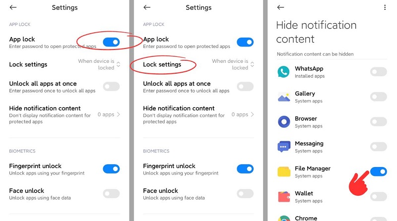 Bật App Lock Chọn Lock Settings