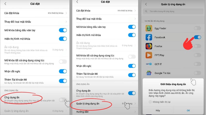 Chọn quản lý ứng dụng ẩn mà các bạn muốn và nhấn lưu