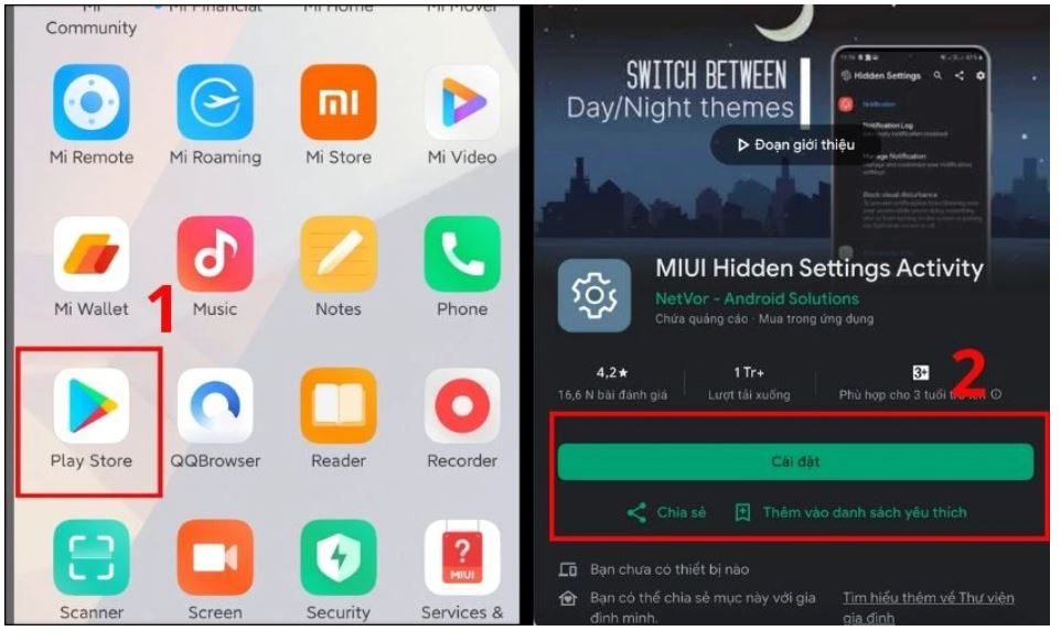 tìm và tải ứng dụng MIUI Downloader.