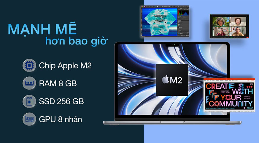 Vuaboss hoatdong Air M2 2022 8GPU (8GB - 256GB) | Chính Hãng Apple Việt Nam